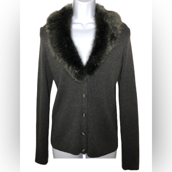 Banana Republic Fur-Trimmed Cardigan - Picture 1 of 6